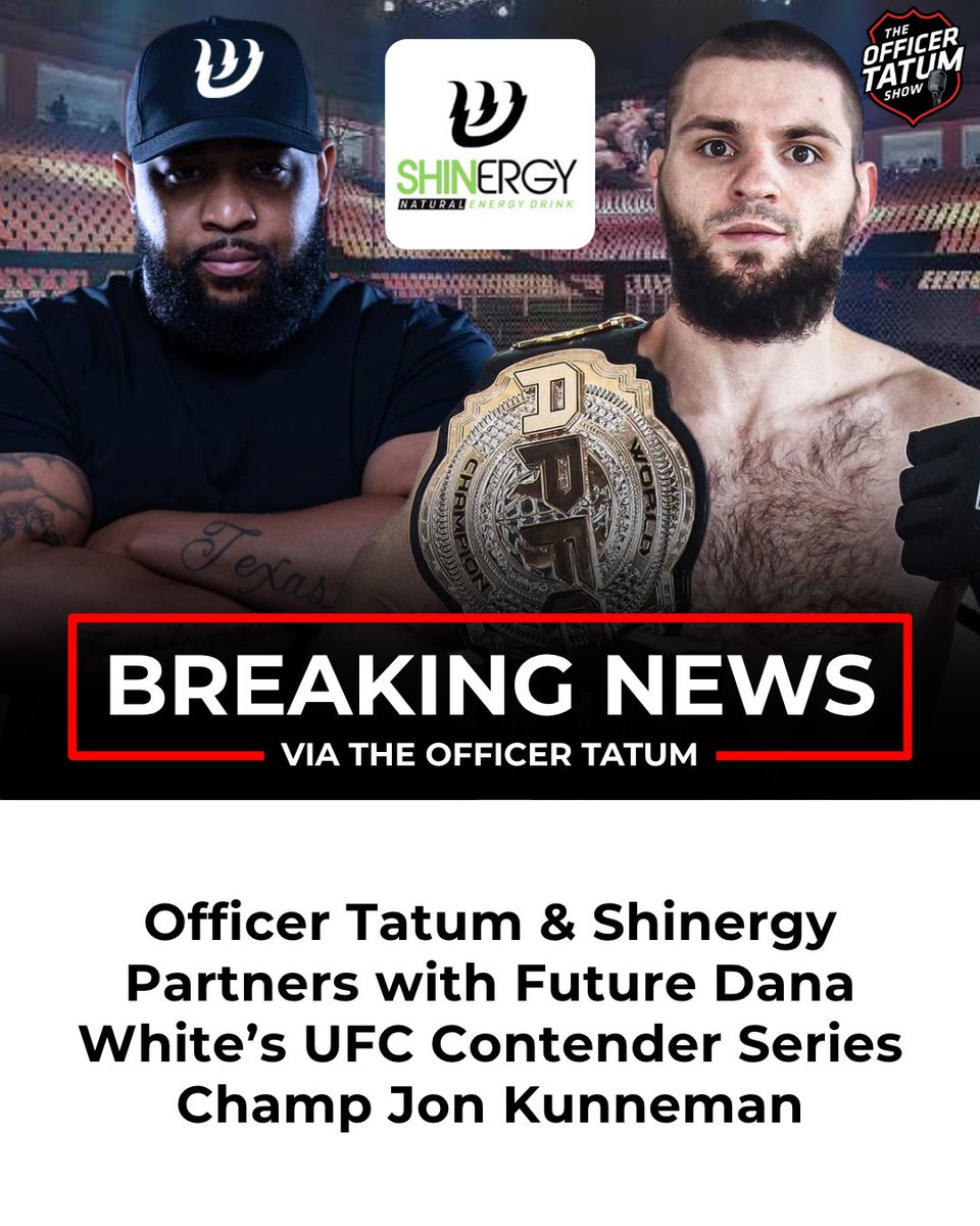 TheOfficerTatum's tweet image. Major Announcement: Teaming up with @JonKunnemanMMA and Shinergy Life
I’m beyond excited to join forces with Jon Kunneman—the God fearing, undefeated middleweight phenom (10‑0), contending this August 19 on @ufc @danawhite Contender Series —and to support his journey with…