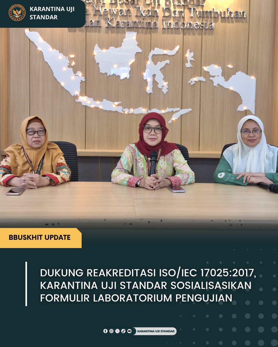 ujistandar's tweet photo. Halo SobatQ!
Dalam memastikan kesiapan Laboratorium KH, KI, KT dan KMPP menghadapi proses reakreditasi oleh KAN, Karantina Uji Standar gelar Sosialisasi Formulir Laboratorium Pengujian pada Jumat (18/07). Simak beritanya yuk
#karantinaujistandar
#karantinakuat
#labkarantina https://t.co/F1B3P06Ati