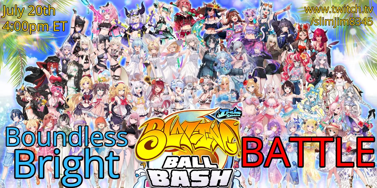 I'm going to be holding an #IdolShowdown: Blazing Ball Bash tournament to celebrate Holonatsu! It will be this Sunday 7/20 at 4:00pm ET. This tournament is free and open to everyone who wants to join!
Use this link to join: start.gg/tournament/bou…
Let's enjoy #holonatsuParadise!