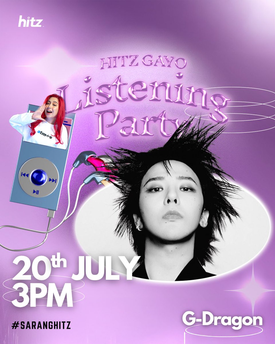hitzdotmy's tweet photo. Worried about the post-concert crash & spiraling into GD withdrawals? ๐ญ
Donโt worry โ we got you. ๐ฏ
๐ Happening 20th July, 3PM! Tune it to #HITZ on https://t.co/o1xOdANrbc or the #HITZapp ๐ง
#HITZGayo #GDRAGON #ListeningParty #PostConcertFeels #KINGisBACK #GD https://t.co/lUHqoJu9Kp