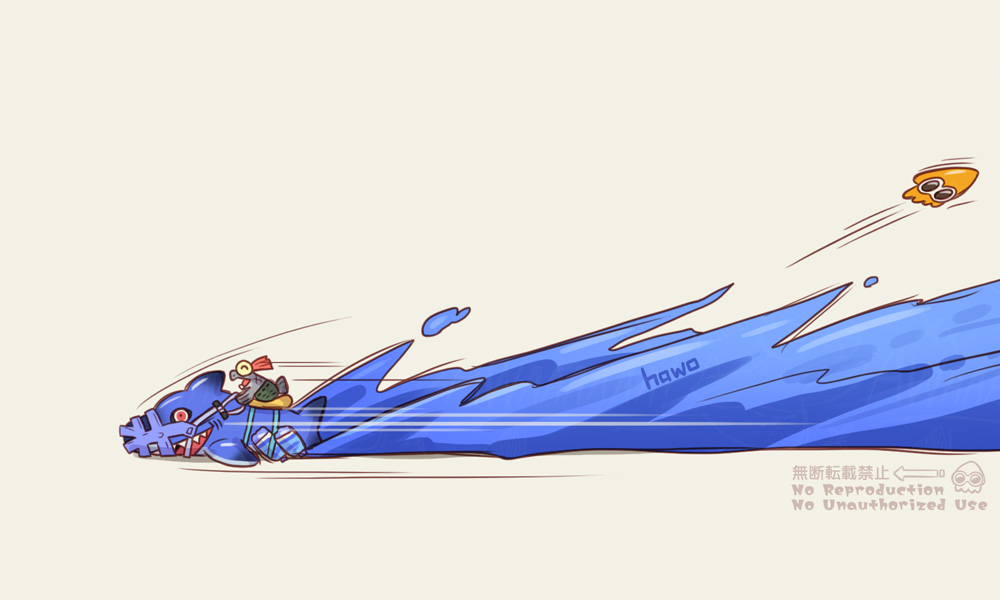 Splatoon_hawo's tweet image. トレンドにサメライドがあったのでサメライド🦈
（過去絵）
