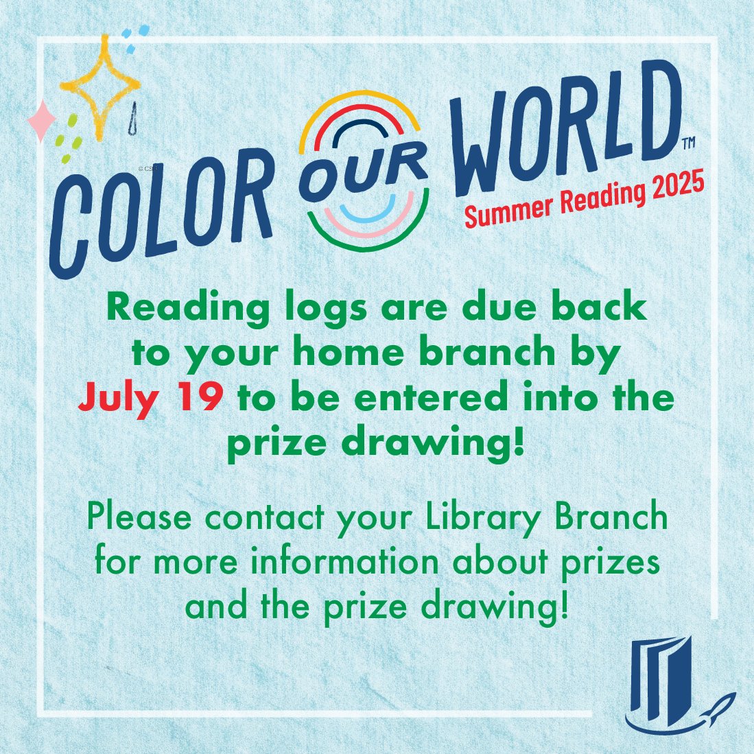HMCPL's tweet image. Summer Reading is wrapping up! ☀️📚
Children&apos;s Reading Logs and Adult Summer Reading Tickets are due back to your home branch ✨TOMORROW✨, July 19, if you want to be entered to win a prize!

#HMCPL #SummerReading #ColorOurWorld #AdultSummerReading #CheckItOutMixItUp