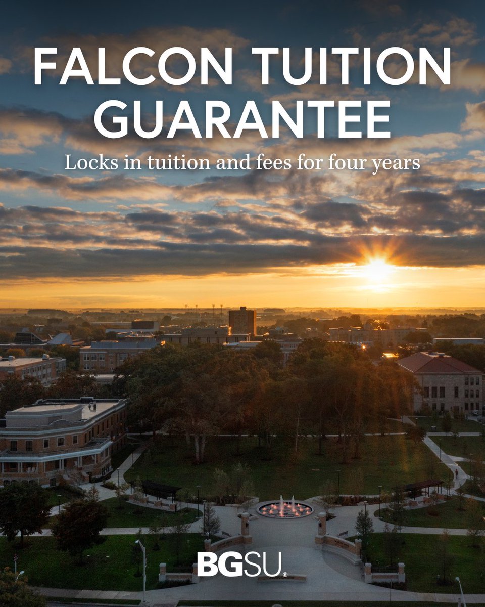 bgsu's tweet image. Locked in 🔒 no surprises. With the Falcon Tuition Guarantee, your tuition + fees stay locked in for 4 years. #AlwaysBG