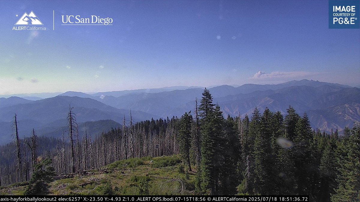 You can see the #ButlerFire on the Hayfork Bally Lookout 2 camera. Its visible on the right side of the image.

The fire has a defining pyrocu white top, which is a bad sign. 

Not much more info right now.
#cafire