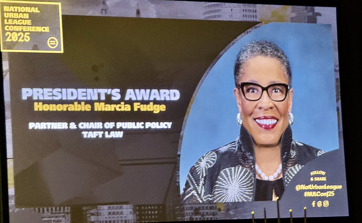 GaleJonesCarson's tweet image. Congratulations to Congresswoman Marcia Fudge for winning the National Urban League’s President’s Award.
“Those who fight for freedom cannot rest,” stated Rep. Fudge. “Those who fight for democracy cannot rest.”
@RepMarciaFudge
@NatUrbanLeague
#nulconference2025