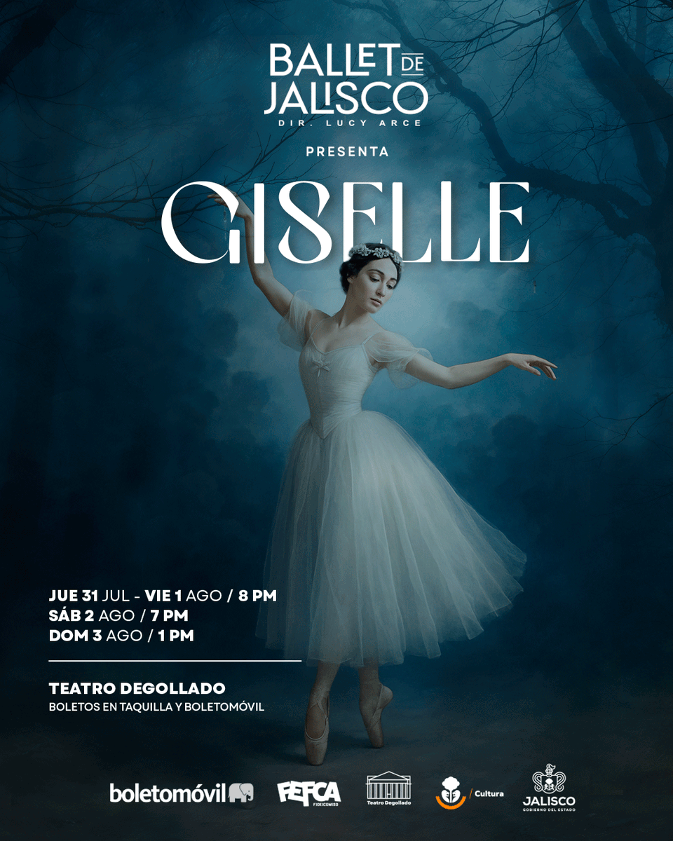 CulturaJalisco's tweet photo. Sumérgete en la magia y el drama de "Giselle", el ballet clásico que ha cautivado corazones por generaciones. 🩰 Vive una historia de amor, engaño y redención que te transportará a un mundo de fantasía.
📅 31 de julio al 3 de agosto
🎟️ Boletos taquillas y https://t.co/xzODJiG6q2 https://t.co/ebnKipRwCW