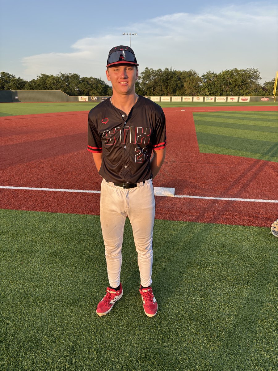 FiveToolTexas's tweet photo. #FiveToolWS F: @StixBaseballTX 2027 Black 14, Slammers Schnitger 2027 0
PoG: @ColinFisher_13 3-4, 3 RBI, 2R
Pitcher: @cgarrett_bball 5 IP,  6K, 4H, 0 ER
Notable: Jackson Hill 2-4, 2 RBI, R https://t.co/PTntAh3fMf
