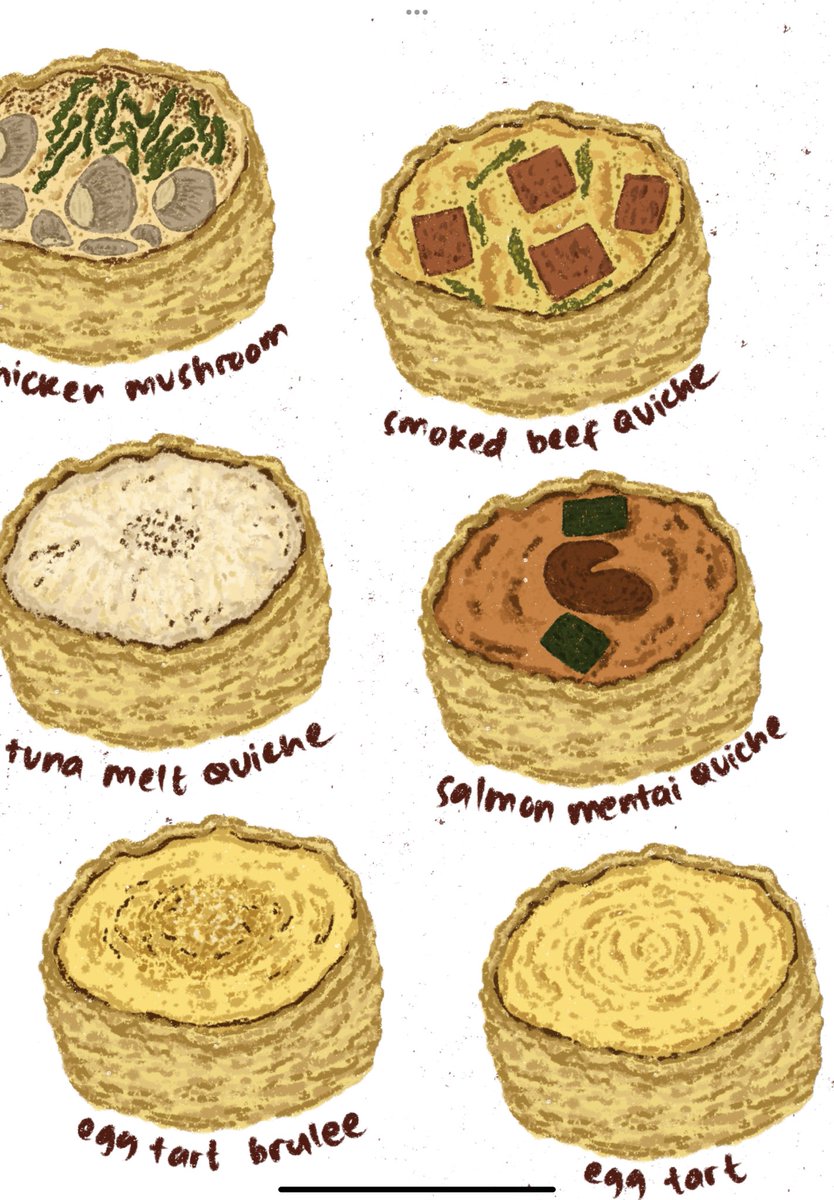 putihteloraja's tweet photo. menu-menu di ovenmuni nggak ada yg nggak enak! pas gambar bawaannya ngiler pingin lagi wkwkwk. semuanya please cobain🥺
#food #foodillustrations #foodillustrator #ovenmuni #quiche #canele #burntcheesecake #malangfood https://t.co/KoJ7fS2foF