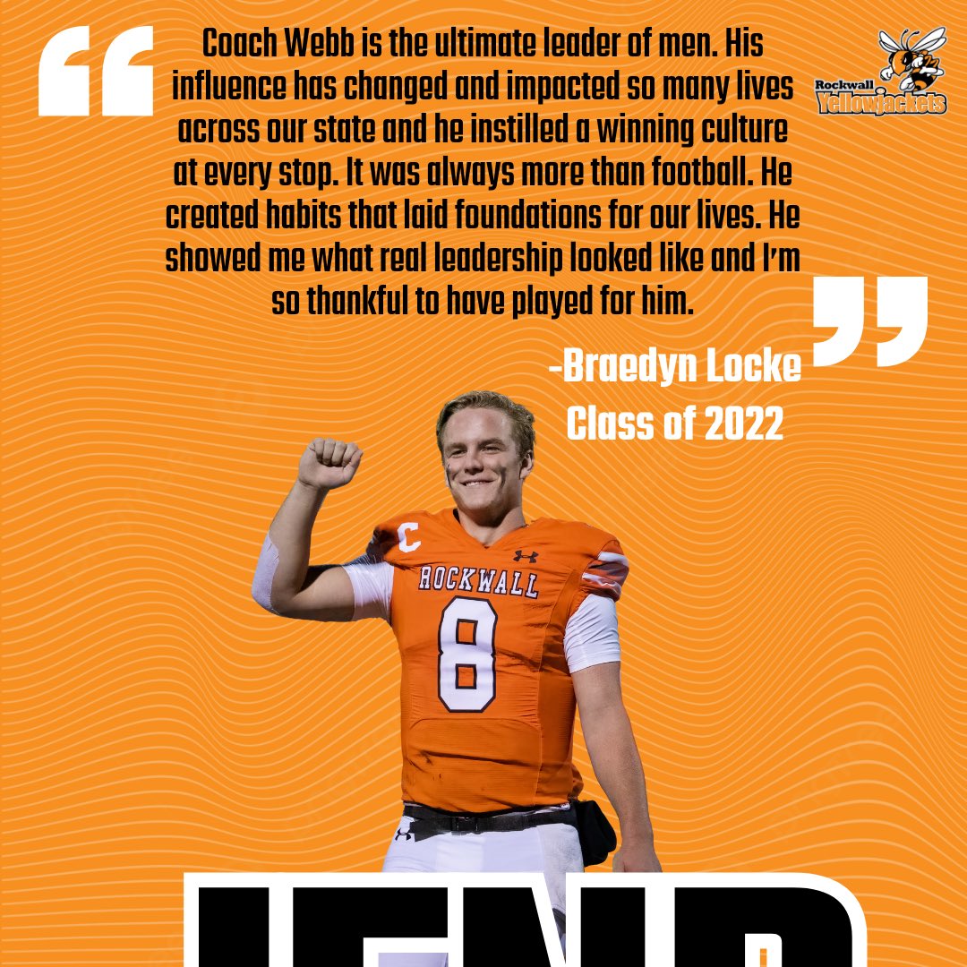 A message from former Yellowjacket Quarterback Braedyn Locke on Rodney Webb 📝