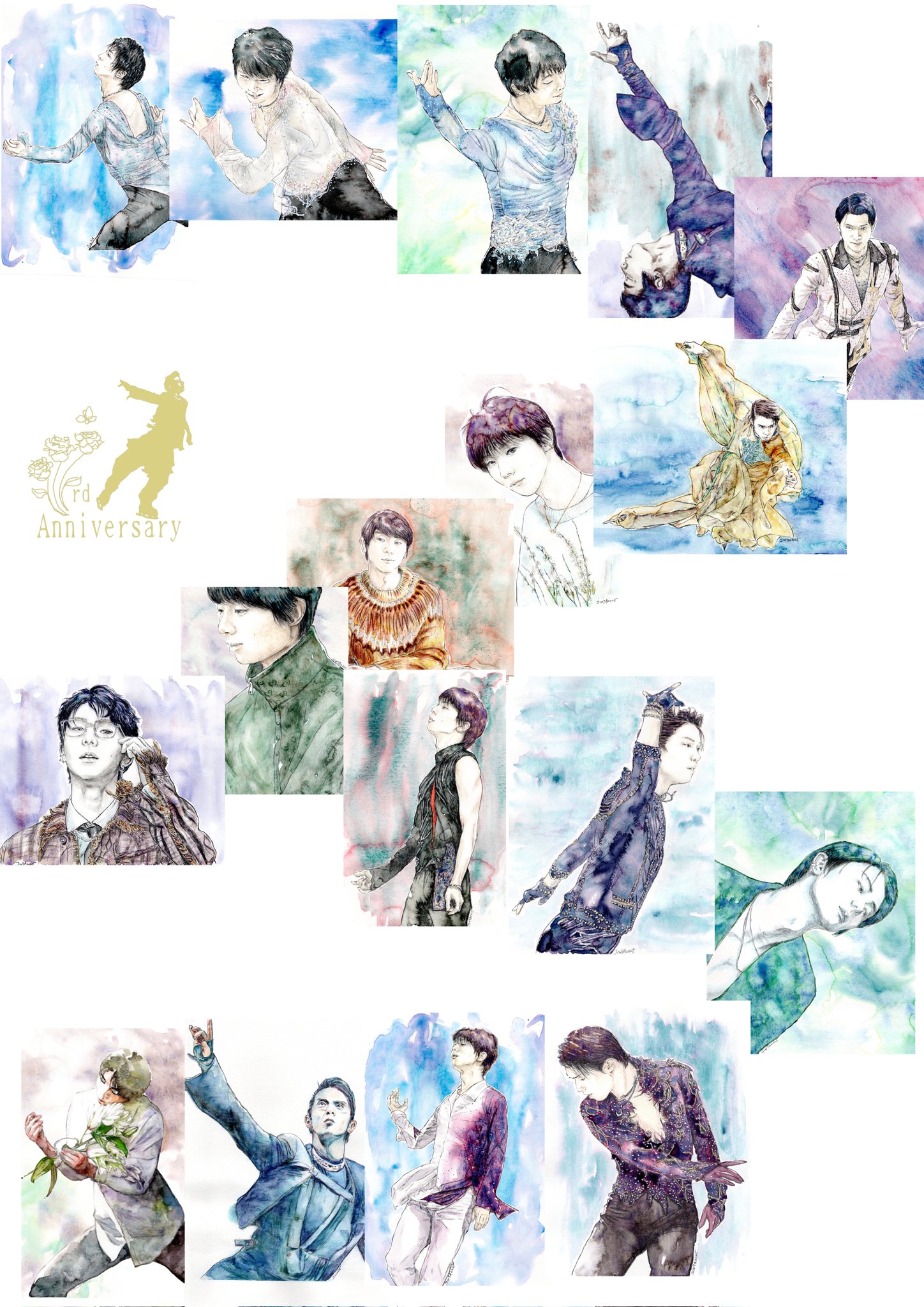 チロリン ご注文作品 羽生結弦 絵画 【ＮＡＮＡ】 過去絵という、羽生結弦の旅に出よう。｜kyoko