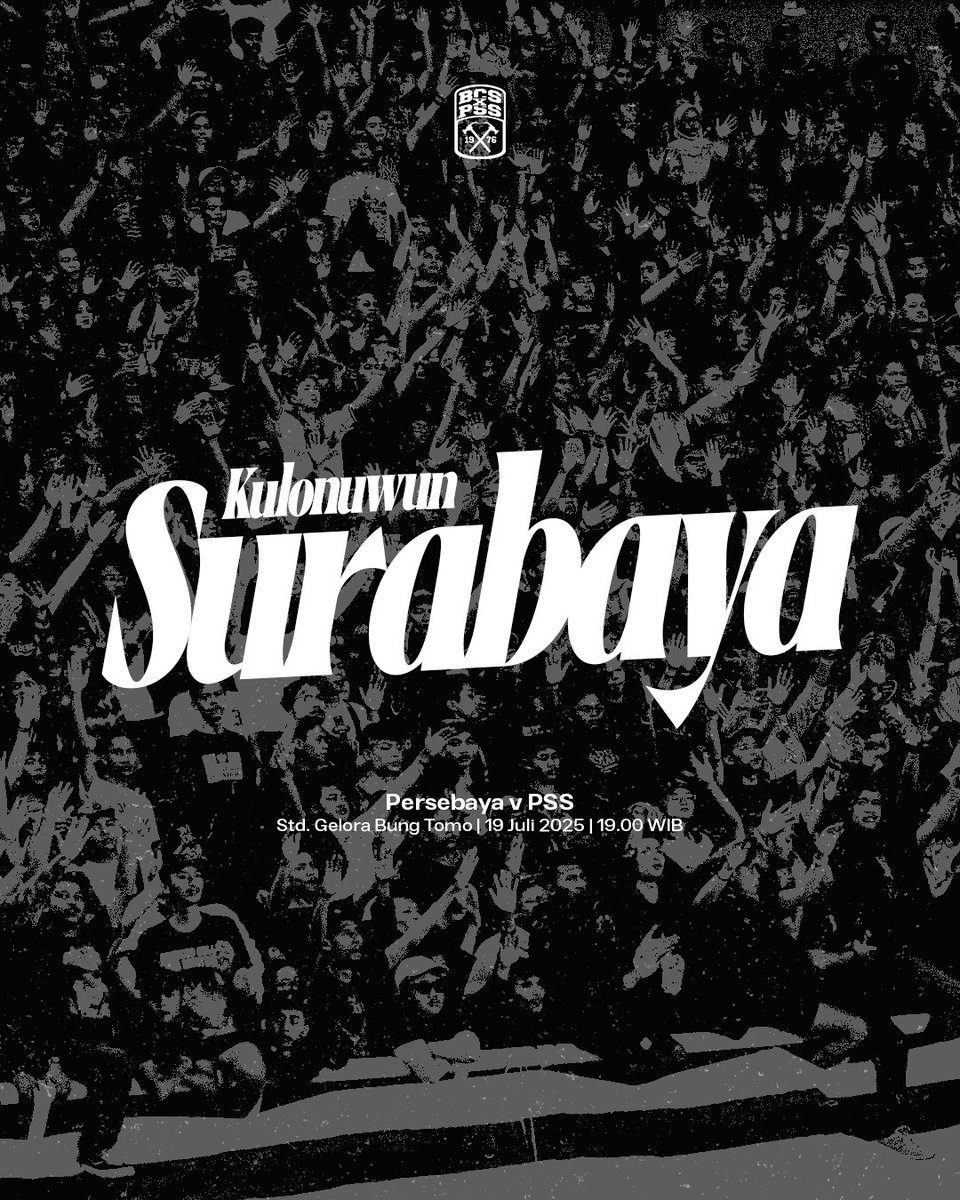 Tiba waktunya bertemu kembali🦅🐊

Kulonuwun <a href="/Green_Nord27/">GREEN NORD 27</a> <a href="/TribunKidulSby/">TRIBUN KIDUL</a> <a href="/GateJhoner21/">Gate Jhoner 21</a> <a href="/bonekcasuals/">#USUTTUNTAS</a> dan seluruh elemen suporter Persebaya serta masyarakat Surabaya.

#PSSday