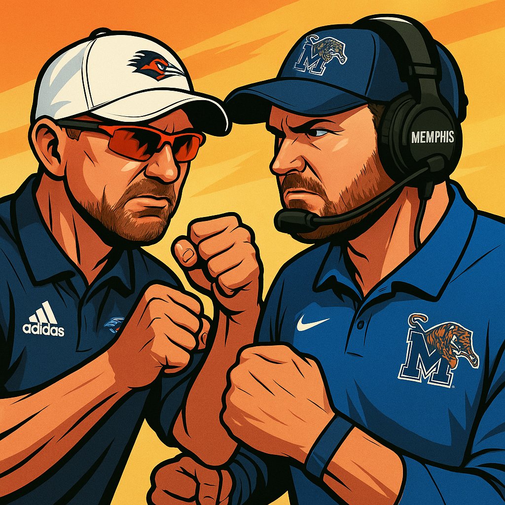 CTESPNAmerican's tweet image. BREAKING: Memphis coach Ryan Silverfield and UTSA coach Jeff Traylor were involved in an altercation earlier today.
We can confirm that Silverfield received belt to ass and is now 0-3 against Traylor. The UTSA coach was heard letting Silverfield know that he is from BEAST Texas.