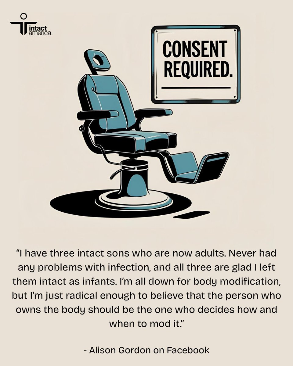 intactamerica's tweet image. A lifetime of healthy, happy sons. And a truth intactivists come back to again and again: consent is everything. 

Thank you Alison, for this #CommentOfTheWeek