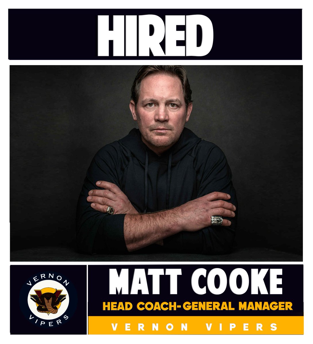 VernonVipers's tweet image. BREAKING!!! - The Vernon Vipers are pleased to announce Matt Cooke as the next Head Coach and GM of the franchise!
Follow the link for comments from Matt Cooke and owner Tom Glen
vernonvipers.com/vernon-vipers-…