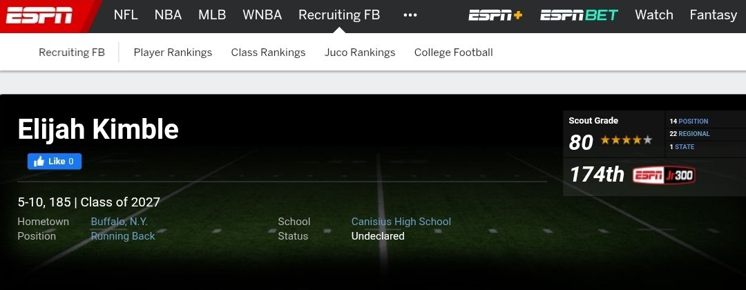 Paulwoods2's tweet image. Appreciate @espn for having my guy Class of 27.. RB @ElijahKimble0 Top ESPN 300