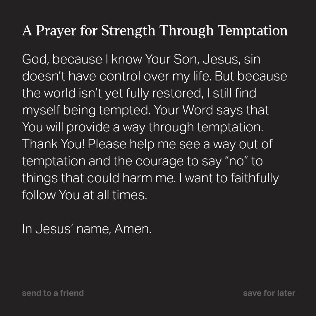 YouVersion's tweet image. Ask God to help you overcome temptation. Read Philippians 4:6-8 in the Bible App for more encouragement.