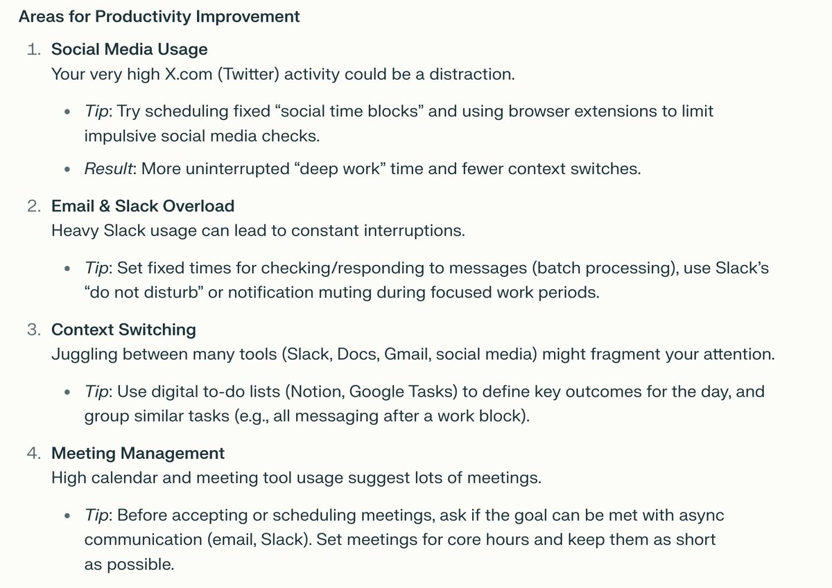 camerontstow's tweet image. Asking Comet to outline how I spend my time and ways I can improve productivity:
