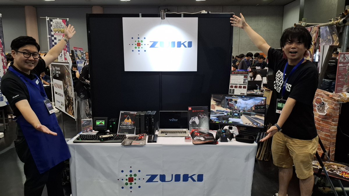 ZUIKIInc's tweet image. 【#BitSummit13th】2日目!
zuiki.co.jp/news/news-arti...
待ちに待った一般デー✨
青色エプロンが目印🌈
本日のご来場お待ちしております‼
・X68000 Z SUPER/Z XVIの2ndモック展示👀
・本日解禁のイースⅠ,Ⅱ,Ⅲのプレイアブル🕹️
・EVOTOPの試遊体験🎮
会期:7/18(金)ビジネスデー…