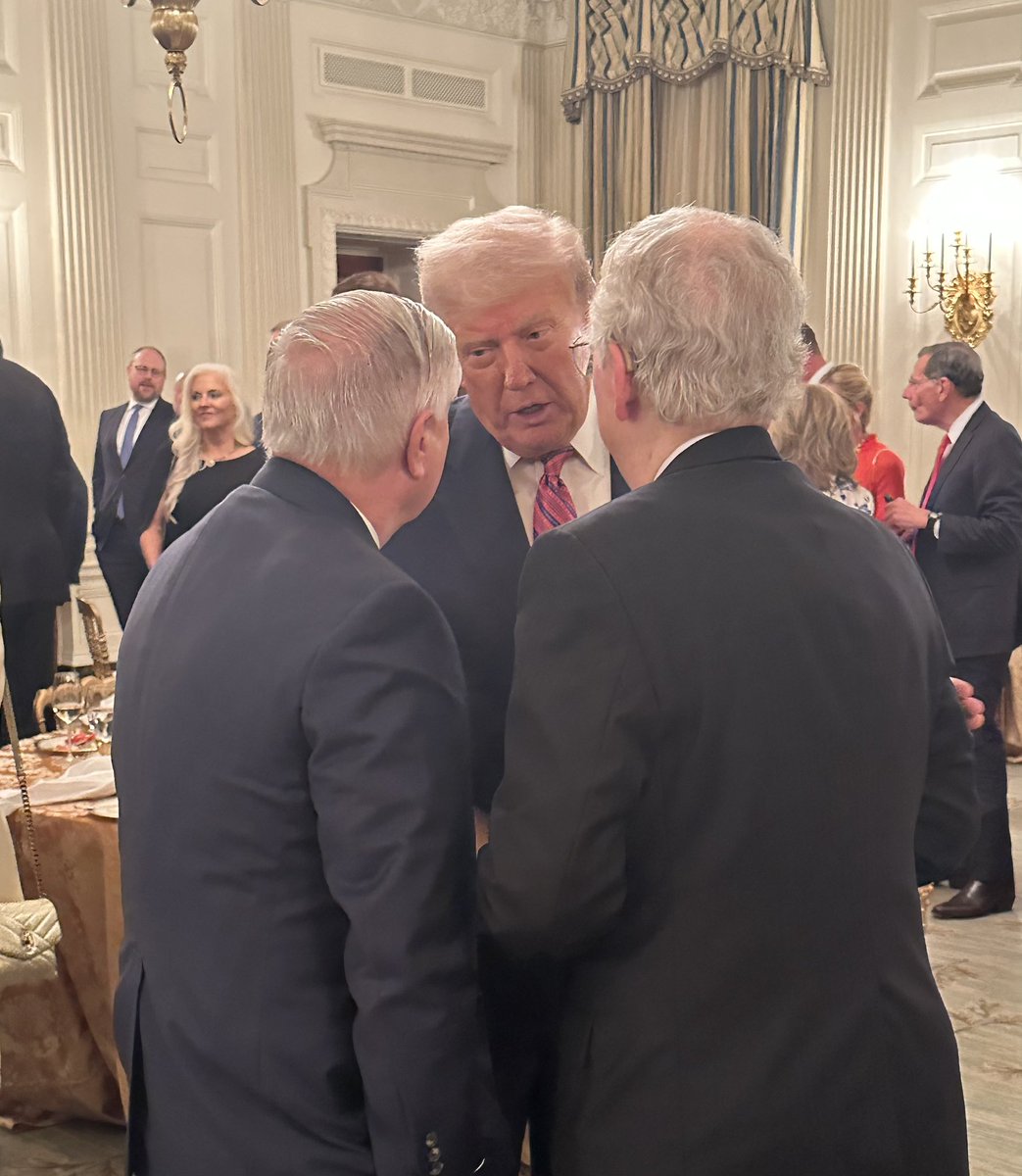 SenMcConnell's tweet image. I enjoyed celebrating the passage of One Big Beautiful Bill with President Trump and Senate Republicans tonight at the White House dinner.