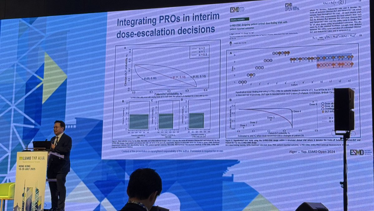 omalirp's tweet image. Prof @AyaHelali -precautions/pitfalls in reporting exploratory biomarker analyses (No single guideline addresses this); Prof @herbloong increasing importance of PROs in early phase clin trials incl dose esc decisions-it’s complicated! #ESMOTATAsia25 @myESMO