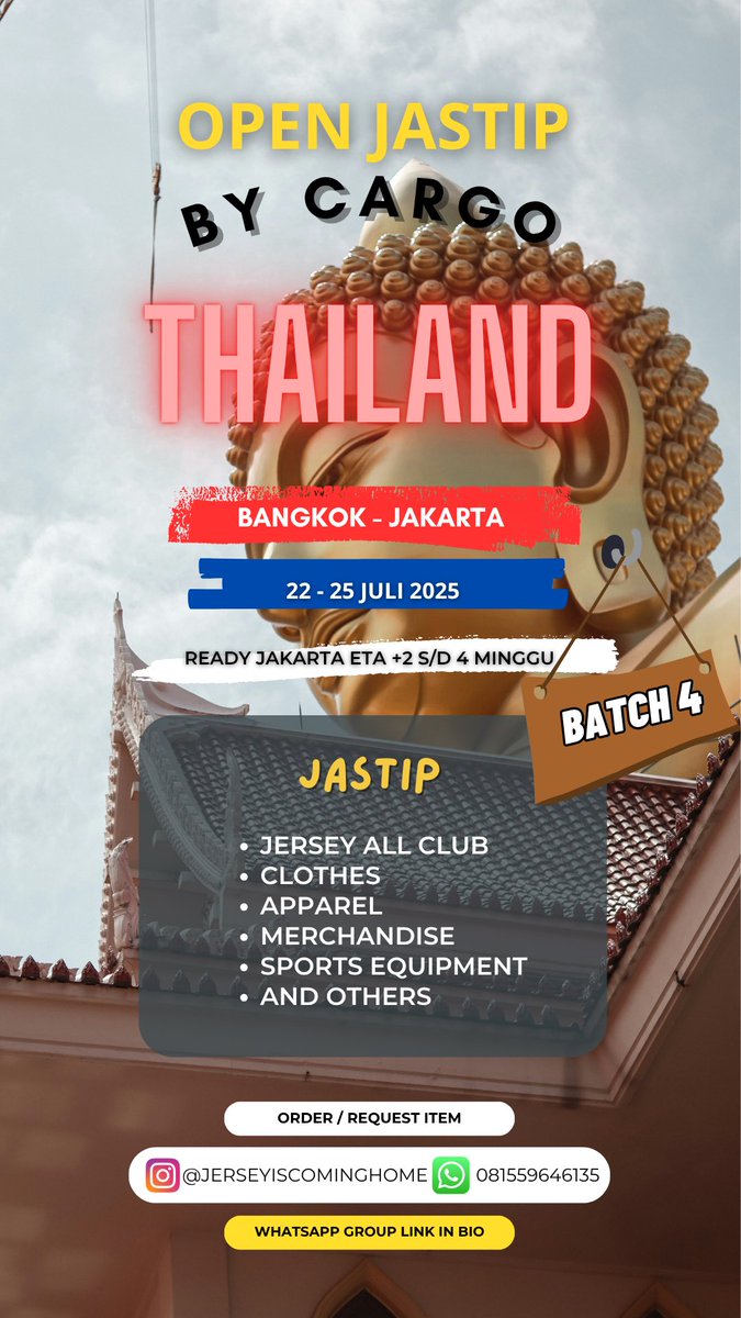 Jerseyiscominghome (@jich2024) on Twitter photo OPEN PO!
JASTIP THAI BATCH 4 🇹🇭
22 - 25 Juli 25
Ready JKT ETA +2 s/d 4 Minggu
Cek testi sepuasnya
Ig: @/jerseyiscominghome
Update Katalog: chat.whatsapp.com/La8gfOTSvM7FAT…
Mau nanya" dulu silahkan🤗
#jersey4sale
<a href="/Jerseyforum/">The OG Indonesian Blokecore</a> <a href="/fajarrusalem/">Fajar Ramadhan</a> <a href="/klambibola/">GENG ANDA 👑</a> <a href="/futebolre/">Futebol Originale</a> <a href="/ceritajersey/">ceritajersey</a> OPEN PO!
JASTIP THAI BATCH 4 🇹🇭
22 - 25 Juli 25
Ready JKT ETA +2 s/d 4 Minggu
Cek testi sepuasnya
Ig: @/jerseyiscominghome
Update Katalog: chat.whatsapp.com/La8gfOTSvM7FAT…
Mau nanya" dulu silahkan🤗
#jersey4sale
<a href="/Jerseyforum/">The OG Indonesian Blokecore</a> <a href="/fajarrusalem/">Fajar Ramadhan</a> <a href="/klambibola/">GENG ANDA 👑</a> <a href="/futebolre/">Futebol Originale</a> <a href="/ceritajersey/">ceritajersey</a>