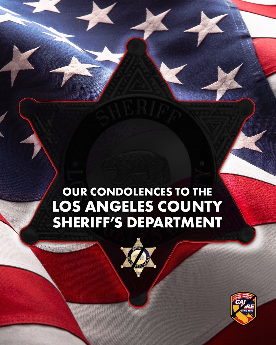 CAL_FIRE's tweet image. We extend our deepest condolences to the @LASDHQ and the families of the three deputies whose lives were tragically lost. Our hearts are with their loved ones, colleagues, and the entire law enforcement community during this incredibly difficult time.
Their dedication and…