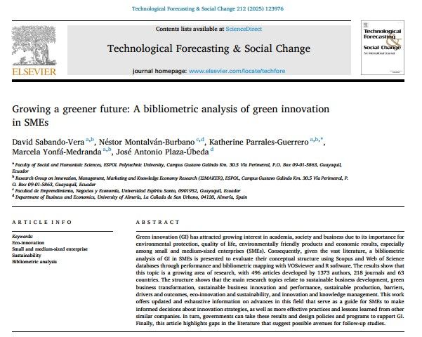 namontalvan's tweet photo. #PaperAlert 🎯 ¿Has escuchado sobre la innovación verde?, esta investigación explora como las pymes han evolucionado en esta temática, añadiendo valor empresarial, sostenible y respetuoso con el ambiente. @uees, @ualmeria y @espol . Link: https://t.co/MYCaHJk58f https://t.co/Dq7ZThiOJR