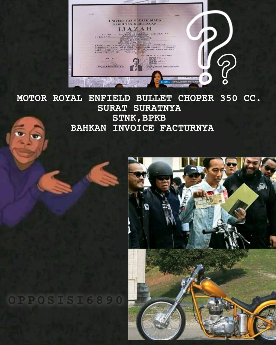 Surat surat motor di pamerkan
Di depan wartawan
Semudah itu!!? 

Kenapa sampean, kata nya lulusan UGM <a href="/UGMYogyakarta/">UGM</a> tidak mau lihat kan mul 
<a href="/jokowi/">Joko Widodo</a> 

NEGERI INI DI BODOHI SATU ORANG.