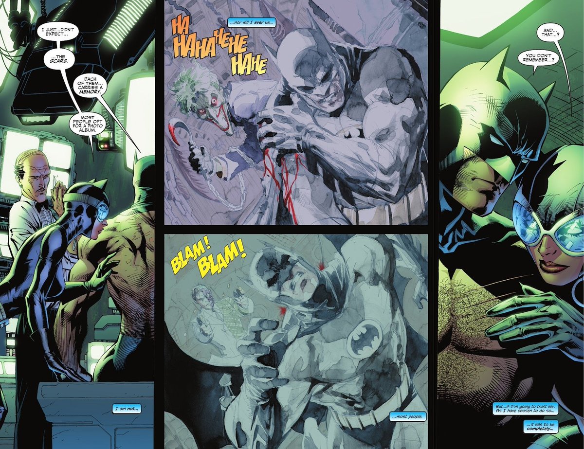 King_Hyperion89's tweet image. Batman #616
Batman kidnaps Talia in hopes to draw out Ra's al Ghul, who he thinks is behind the attacks on him and Gotham. Ra's rebukes these claims and the two fight. Lady Shiva tries to recue Talia but fails. Catwoman see's the scars on Batman while in the Batcave. #DCComics