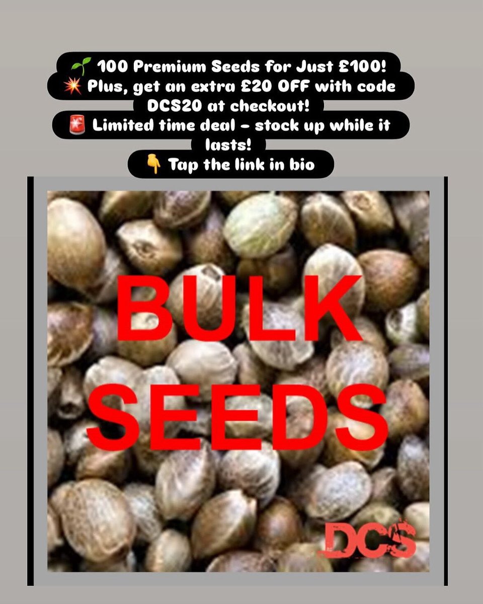 SeedsDiscount's tweet image. 🌱 100 Premium Seeds for Just £100!
💥 Plus, get an extra £20 OFF with code DCS20 at checkout!
🚨 Limited time deal – stock up while it lasts!
👇 Tap the link in bio to order now!
#SeedDeal #HomeGrowers #UKSeeds #BulkSeeds #GrowLife #SeedSale #PlantPower #GreenThumb