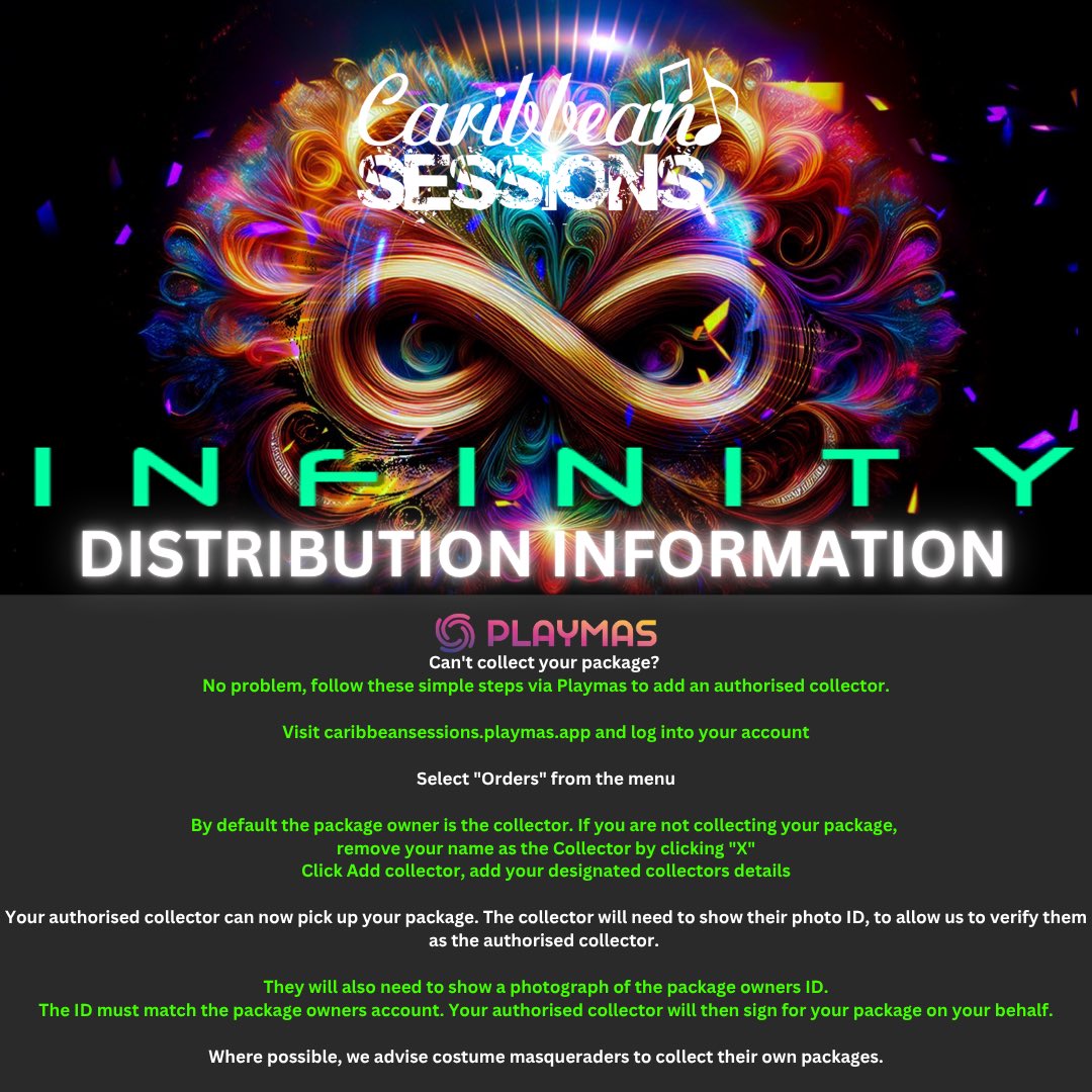 Infinity masqueraders ♾️ 

Please see your 2025 distribution schedule 📆 

Any questions please email us at caribbeansessionsuk@gmail.com 📧