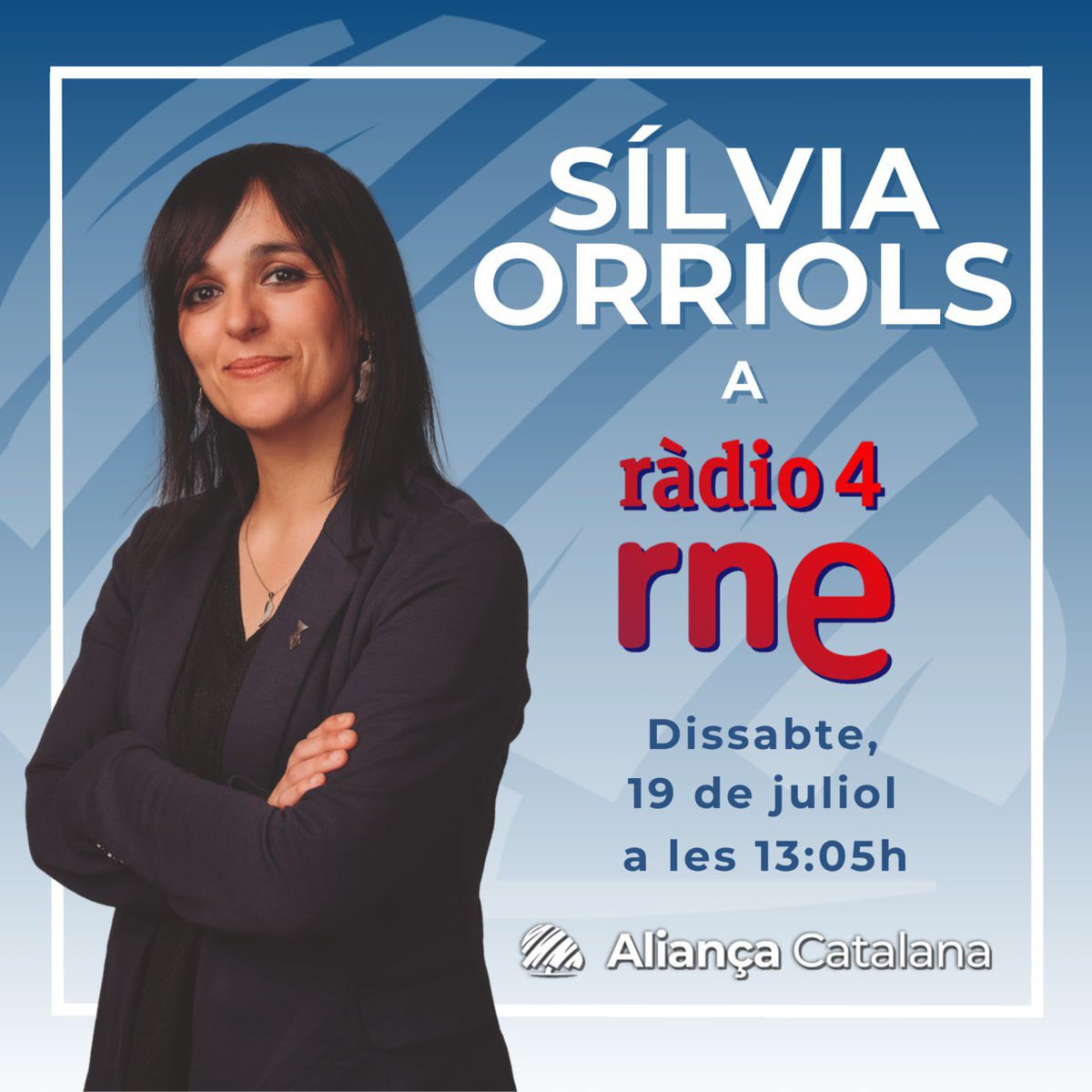 CatalunyaAC's tweet photo. 🎙️ Avui entrevisten Sílvia @orriolsderipoll!

Una oportunitat per escoltar, sense filtres, la veu que defensa una Catalunya lliure, pròspera i occidental.

No us ho perdeu!

💙 #SalvemCatalunya https://t.co/yWfdfoEw5O
