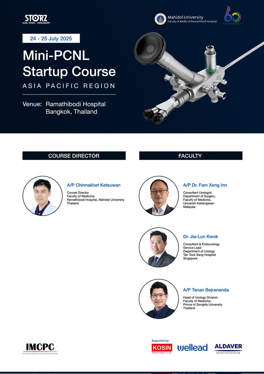 Jia-Lun Kwok (@jl_kwok) on Twitter photo Excited for the upcoming APAC #MiniPCNL course <a href="/Ramathibodi/">Ramathibodi Hospital</a> Hospital,Mahidol University🇹🇭
Honored to contribute to the hands-on program, sharing on advanced techniques
Look forward <a href="/ChinnakhetKet/">Chinnakhet Ketsuwan</a> <a href="/BejranandaTanan/">Tanan Bejrananda</a> @XengInnFam
<a href="/PEARLSendouro/">PEARLS</a> <a href="/asiaendouro/">AUSET</a>
#mpcnl #lasers #suction Excited for the upcoming APAC #MiniPCNL course <a href="/Ramathibodi/">Ramathibodi Hospital</a> Hospital,Mahidol University🇹🇭
Honored to contribute to the hands-on program, sharing on advanced techniques
Look forward <a href="/ChinnakhetKet/">Chinnakhet Ketsuwan</a> <a href="/BejranandaTanan/">Tanan Bejrananda</a> @XengInnFam
<a href="/PEARLSendouro/">PEARLS</a> <a href="/asiaendouro/">AUSET</a>
#mpcnl #lasers #suction