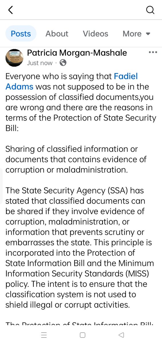PATRICIAMASHAL3's tweet image. In terms of the State Security Protection of Information Bill, crime and corruption cannot be classified. So every report that contains crime and corruption, that has been classified, should be challenged, including the Phala Phala and Sindiso Maqaga reports @ParliamentofRSA