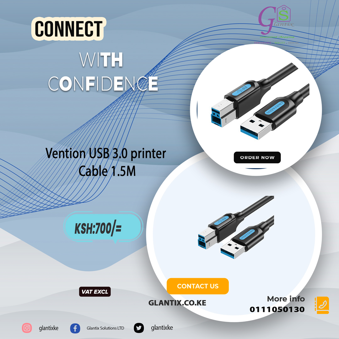 glantixke's tweet image. 🖨️📦 Need the right connection? We've got you covered — no matter the distance.From 1.5m to 15m, find the perfect USB printer cable .
#PrinterAccessories #USBPrinterCable #OfficeEssentials #UGREEN #Vention #glantixtech 
Shop now: glantix.co.ke/product-catego…