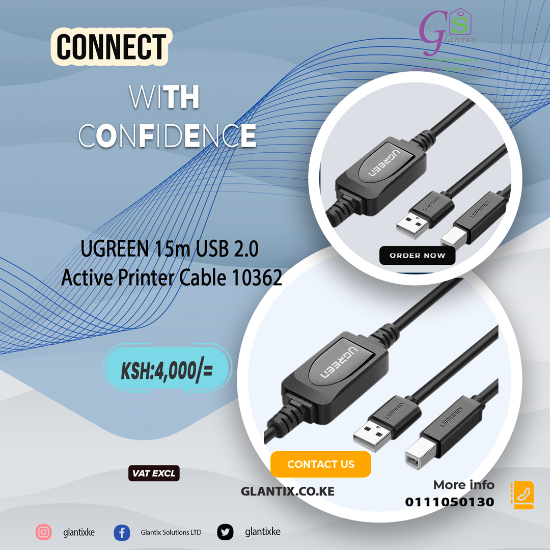 glantixke's tweet image. 🖨️📦 Need the right connection? We've got you covered — no matter the distance.From 1.5m to 15m, find the perfect USB printer cable .
#PrinterAccessories #USBPrinterCable #OfficeEssentials #UGREEN #Vention #glantixtech 
Shop now: glantix.co.ke/product-catego…