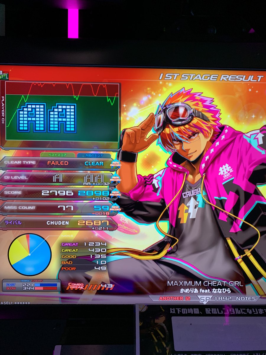 owan_3's tweet image. 今日はへたっぴdayで判定調整-0.20下げてもSLOW気味だった
のでノマゲ埋め…‥.(ヽ´ω`)