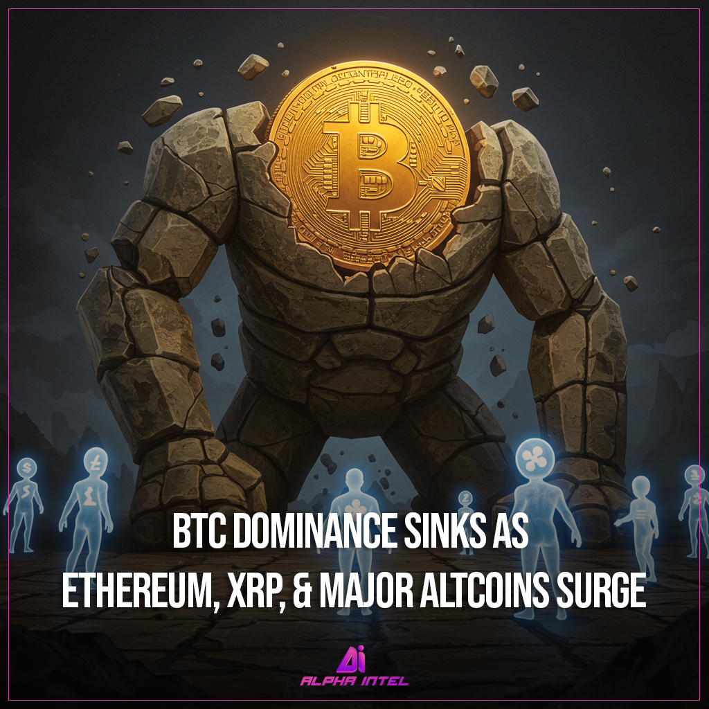 AlphaIntel__'s tweet image. Bitcoin dominance falls to 61%, down from 65.5% last week.
Ethereum surges 20% to $3,600.
XRP rallies 23% to a new all-time high of $3.46.
Altcoins are gaining momentum