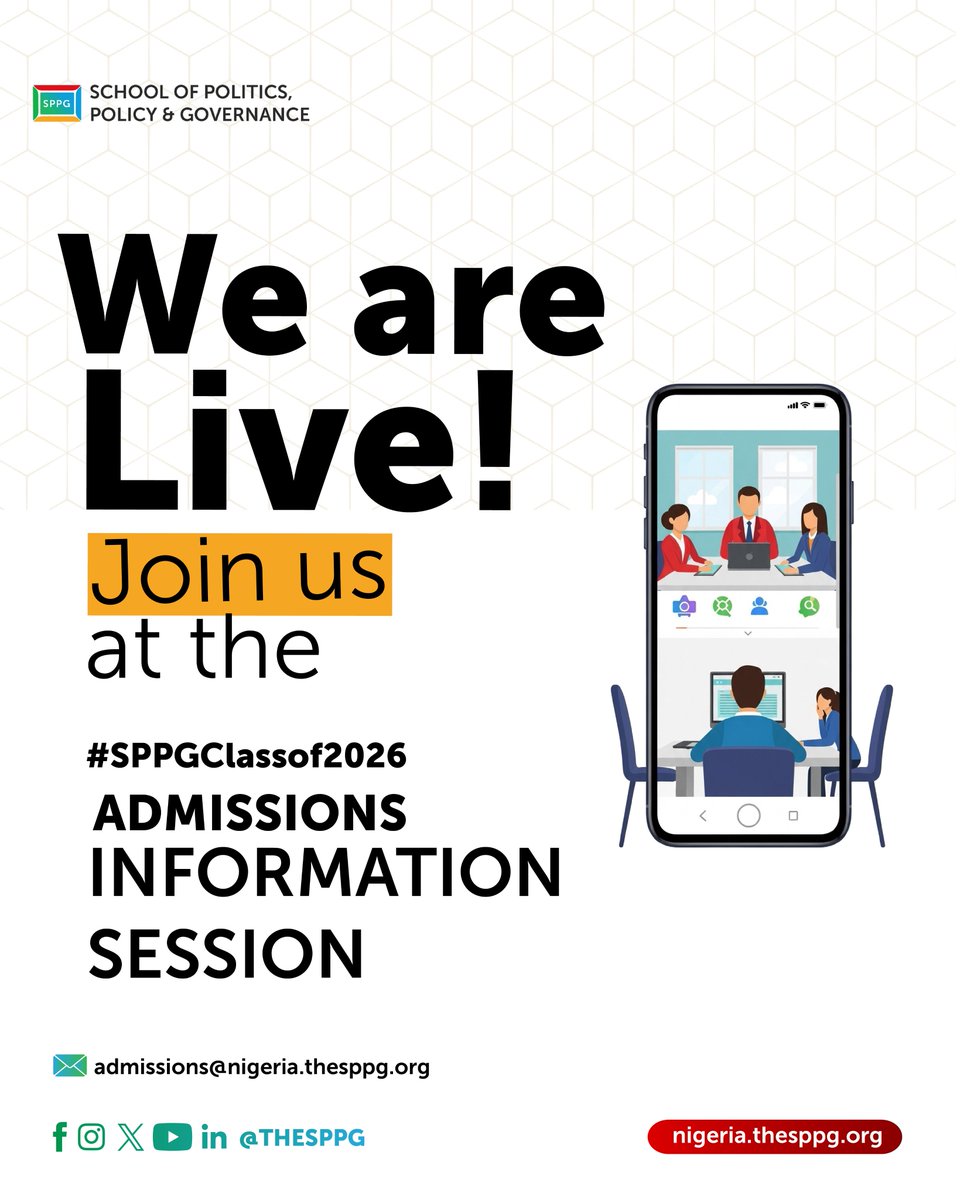 TheSPPG's tweet image. 🚨 WE ARE LIVE!
The SPPG Admissions Info Session is happening NOW! 🎓
Check your email for the link to join the webinar.
See you there!