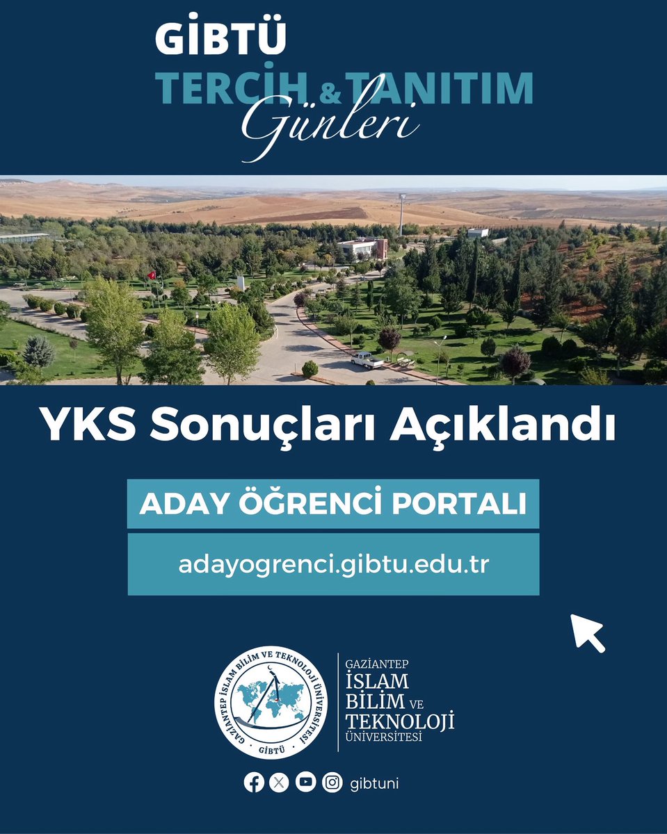 📢 YKS Sonuçları Açıklandı, Şimdi Tercih Zamanı!
Doğru tercih için detaylı bilgilere ulaşmak üzere:
🔗 adayogrenci.gibtu.edu.tr
#GİBTÜ #GISTU #YKS2025