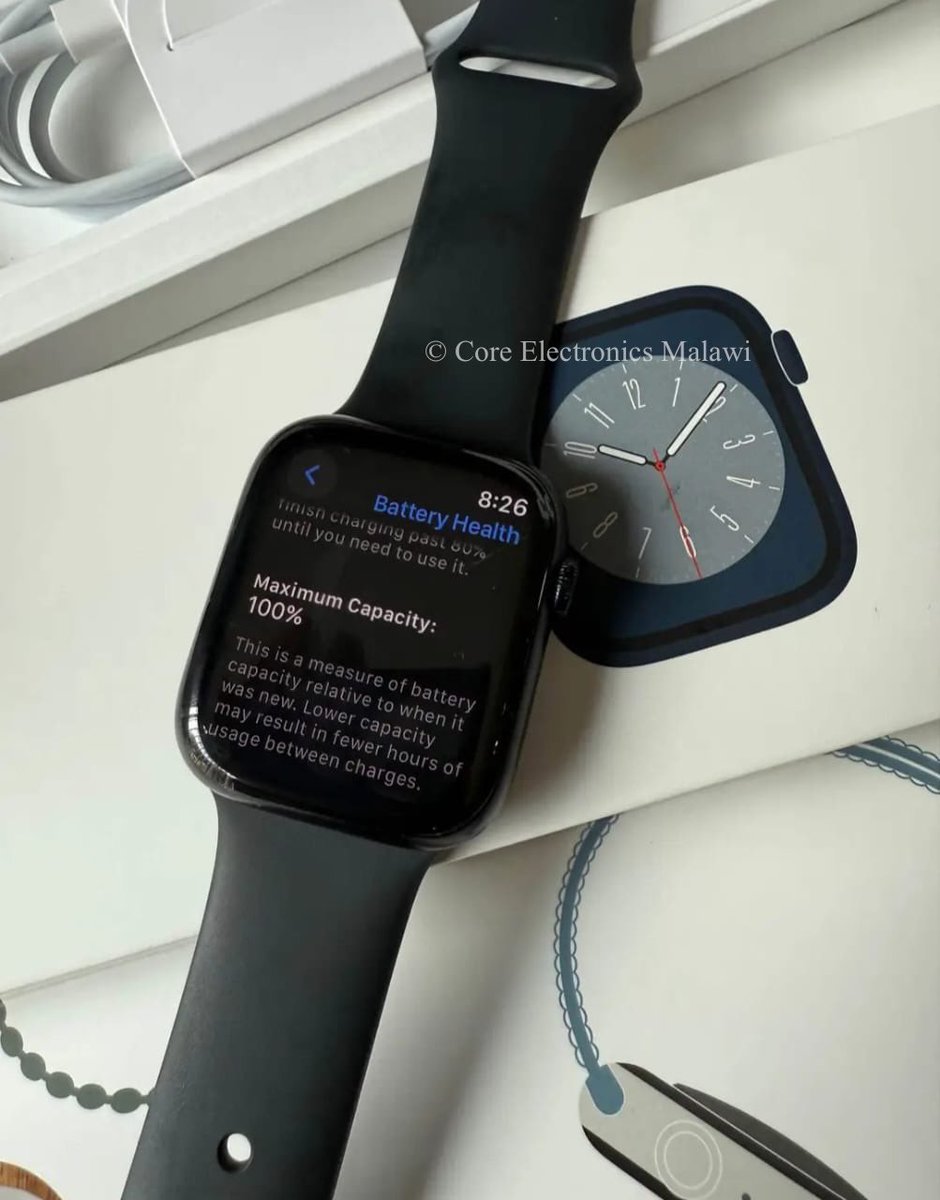Georaine's tweet image. Pre owned Apple Watch Series 9 (GPS) Aluminum 45MM | Fitness Tracker, Blood Oxygen &amp;amp; ECG Apps, Always-On Retina Display | up to 18hrs | low power mode Upto 36hrs | Fast charging | Going at K1,580,000.00 | Contact: ￼0995 47 01 74
#coreelectronicsmalawi #applewatch #series9