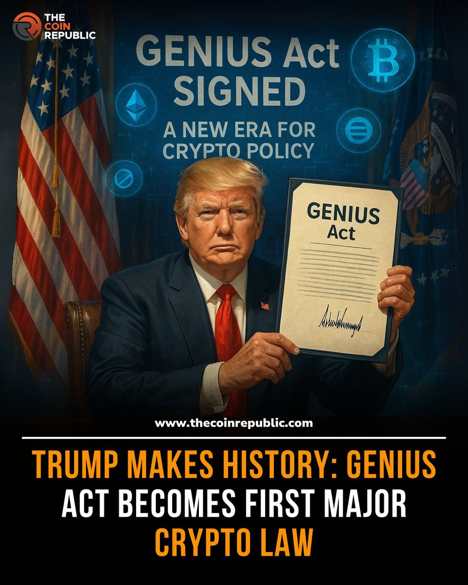 🇺🇸 Historic Move! President Donald Trump has signed a groundbreaking bill into law, fulfilling his promise to bring clarity to U.S. cryptocurrency regulations.

This new legislation establishes the first-ever official rules for stablecoin issuers, a significant step toward