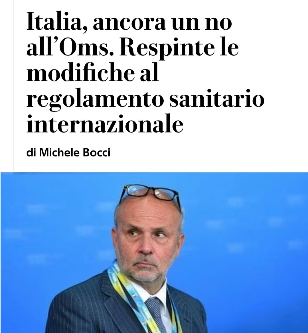 SimoPillon's tweet image. Ottima mossa del governo che con una lettera del ministro della salute segue l'esempio degli USA e manda a farsi benedire l'OMS e i suoi emendamenti al regolamento sanitario internazionale.
In questo modo l'Italia conserva la sovranità sanitaria. Decideremo noi, e non i…