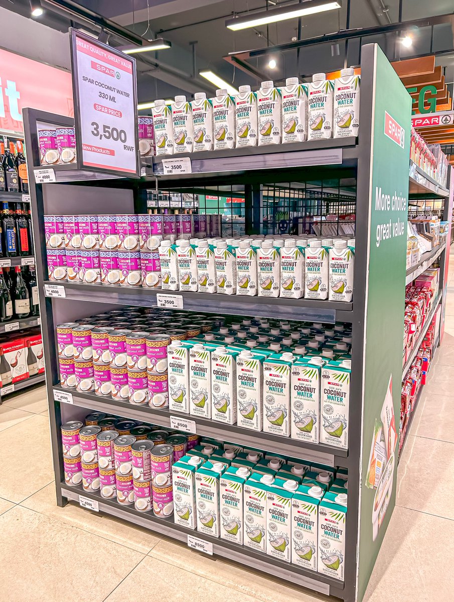 Stay refreshed with the pure taste of SPAR Coconut Water 🥥 – now available at SPAR Nyarutarama for just 3,500 RWF!
#SparNiSawa #MySparMyMarket”