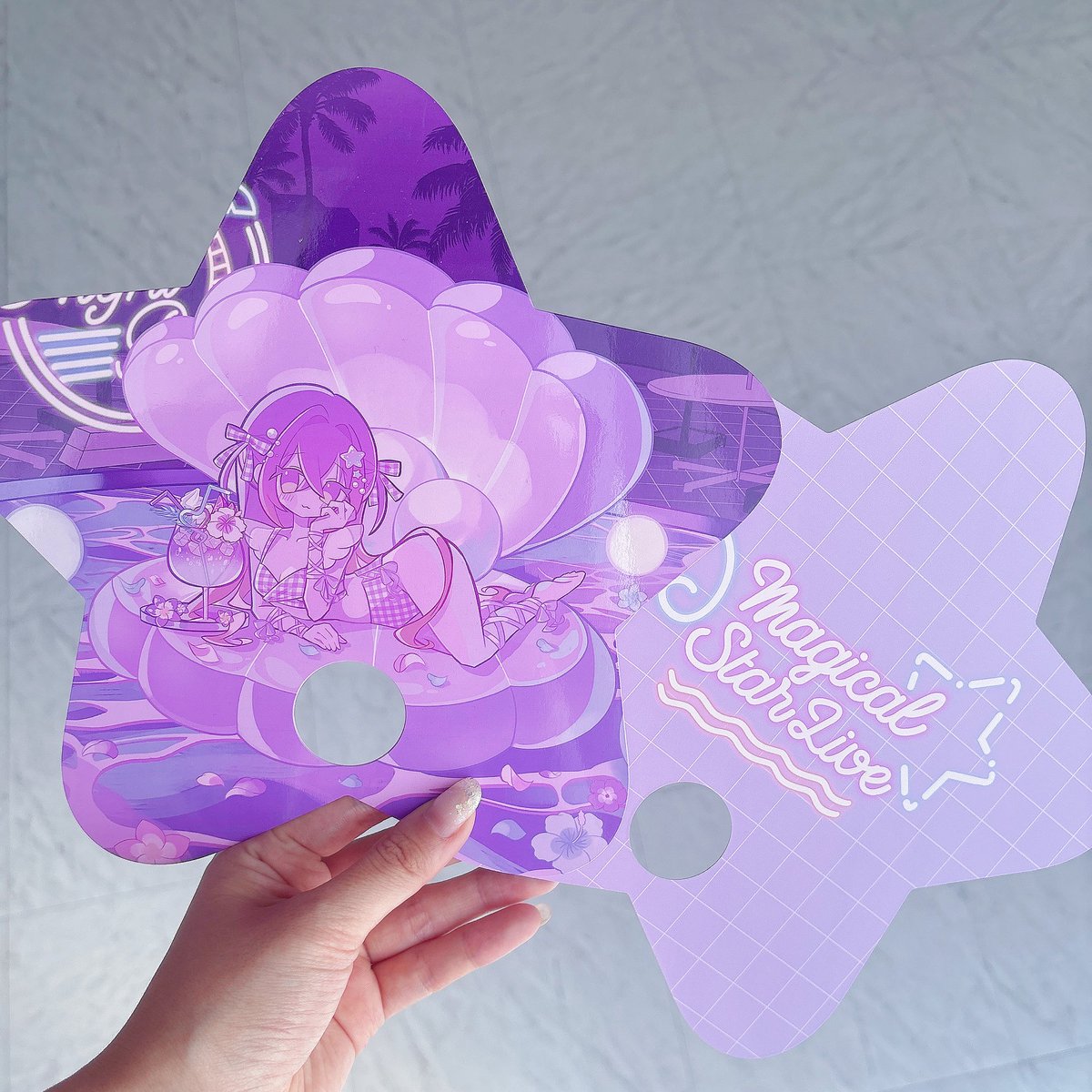magicalstarlive's tweet image. 明日まじすた27 限定のうちわの販売があります🌟両面印刷だよーっ！
1枚500えん🌟🌟