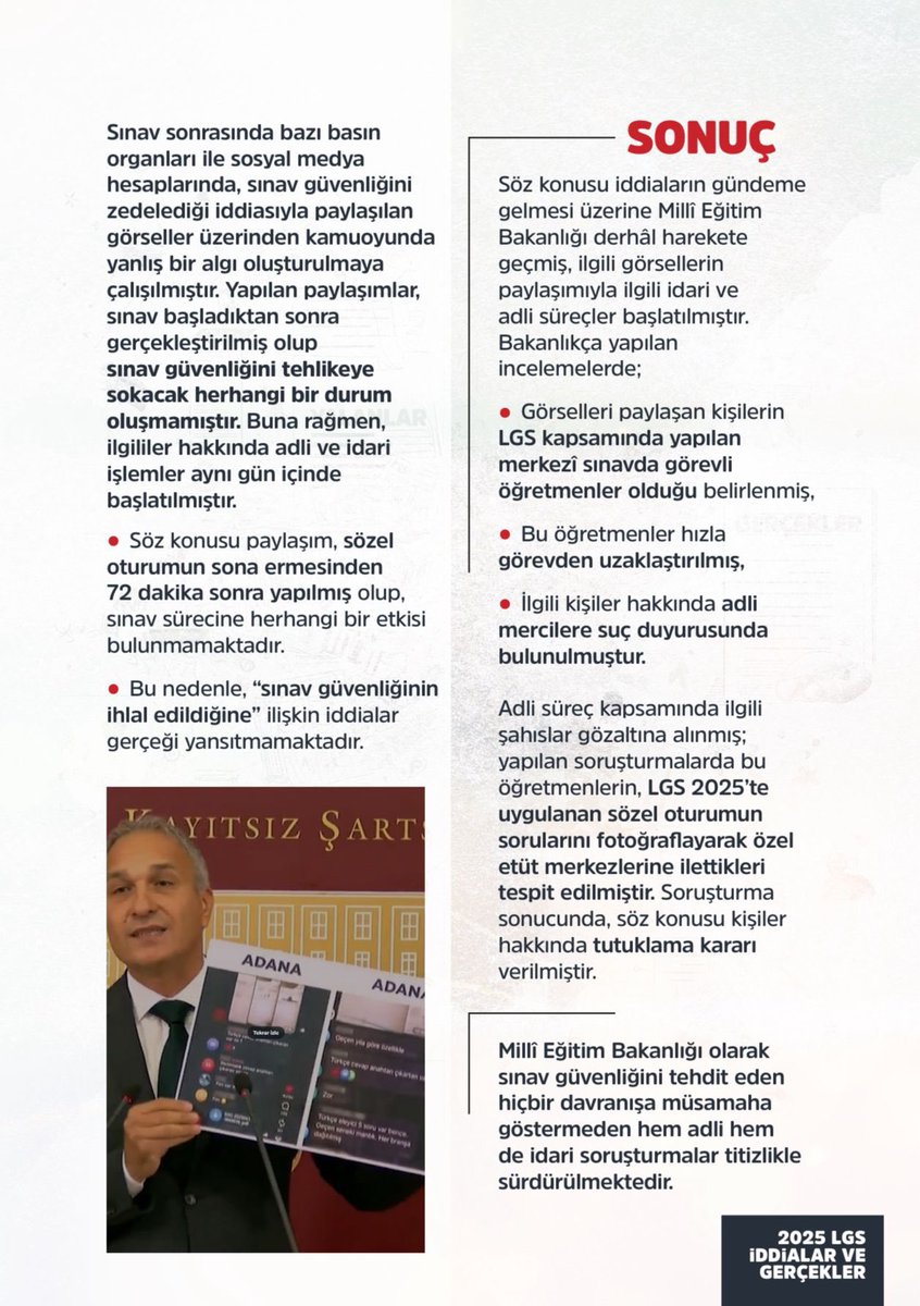 2025 LGS Kapsamındaki Merkezi Sınava Yönelik İddialar ve Gerçekler

İddia 1️⃣

<a href="/tcmeb/">Millî Eğitim Bakanlığı</a> <a href="/Yusuf__Tekin/">Yusuf Tekin</a> <a href="/Murat69_Demir/">Murat Demir</a>