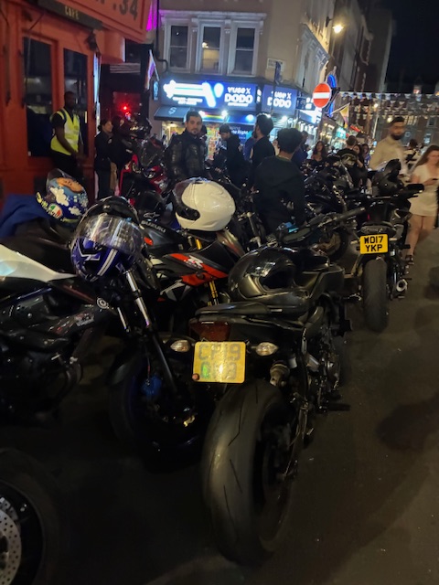 Just a very few of the motor bikes on #FrithStreet below #Bar Italia last night, more were further up the road and below #OldComptonStreet, dangerous and intimidating, an accident will happen <a href="/MPSRTPC/">Roads & Transport MPS</a> <a href="/MPSWestminster/">Westminster Police | Central West BCU</a>