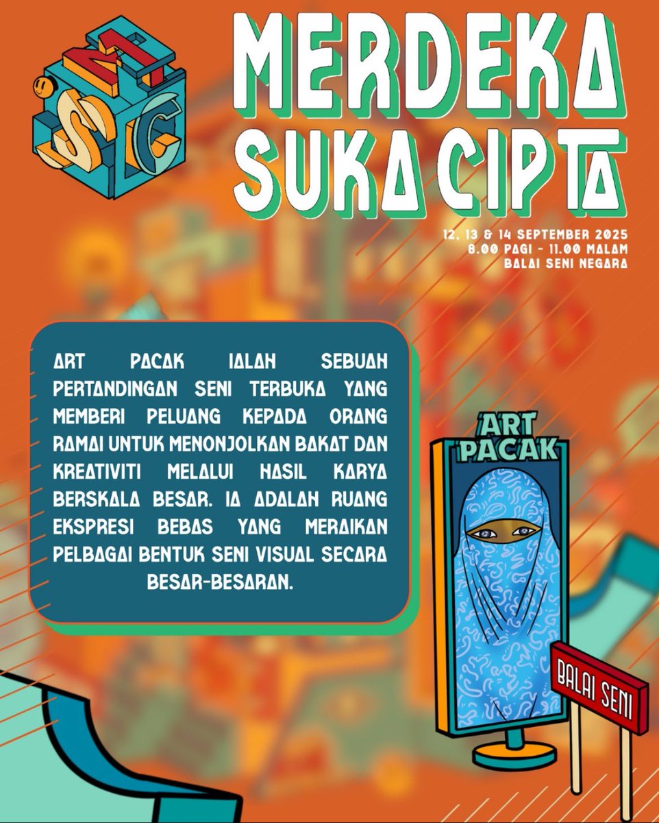 ART PACAK ialah pertandingan seni terbuka yang meraikan ekspresi berskala besar – ruang bebas untuk menonjolkan kreativiti dan cerita peribadi anda.

Tahun ini, kami buka peluang untuk anda berkarya di atas kanvas gergasi 4x12 kaki dan dipamerkan di Balai Seni Negara!