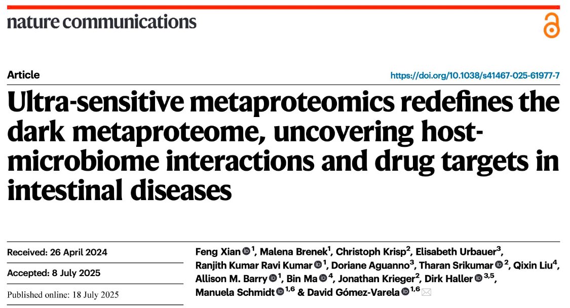 David Gomez Varela PhD (@davidgomezvar) on Twitter photo 🚀 I am thrilled to share our new publication in <a href="/NatureComms/">Nature Communications</a>
By combining cutting-edge technology and computational innovation, uMetaP opens new doors for microbiome research and precision medicine.
The full paper: rdcu.be/ewRZn
<a href="/univienna/">Universität Wien</a> <a href="/MetaP_Init/">Metaproteomics Initiative</a> <a href="/rapidnovor/">Rapid Novor Inc</a> 🚀 I am thrilled to share our new publication in <a href="/NatureComms/">Nature Communications</a>
By combining cutting-edge technology and computational innovation, uMetaP opens new doors for microbiome research and precision medicine.
The full paper: rdcu.be/ewRZn
<a href="/univienna/">Universität Wien</a> <a href="/MetaP_Init/">Metaproteomics Initiative</a> <a href="/rapidnovor/">Rapid Novor Inc</a>