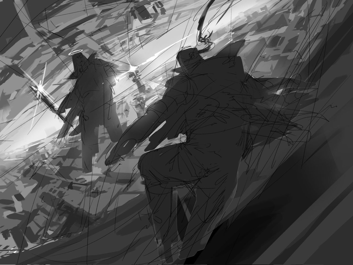 titbitFAFA's tweet image. I have been drawing black and white drafts recently because it's very fun👉🏻👈🏻 #madnesscombat
